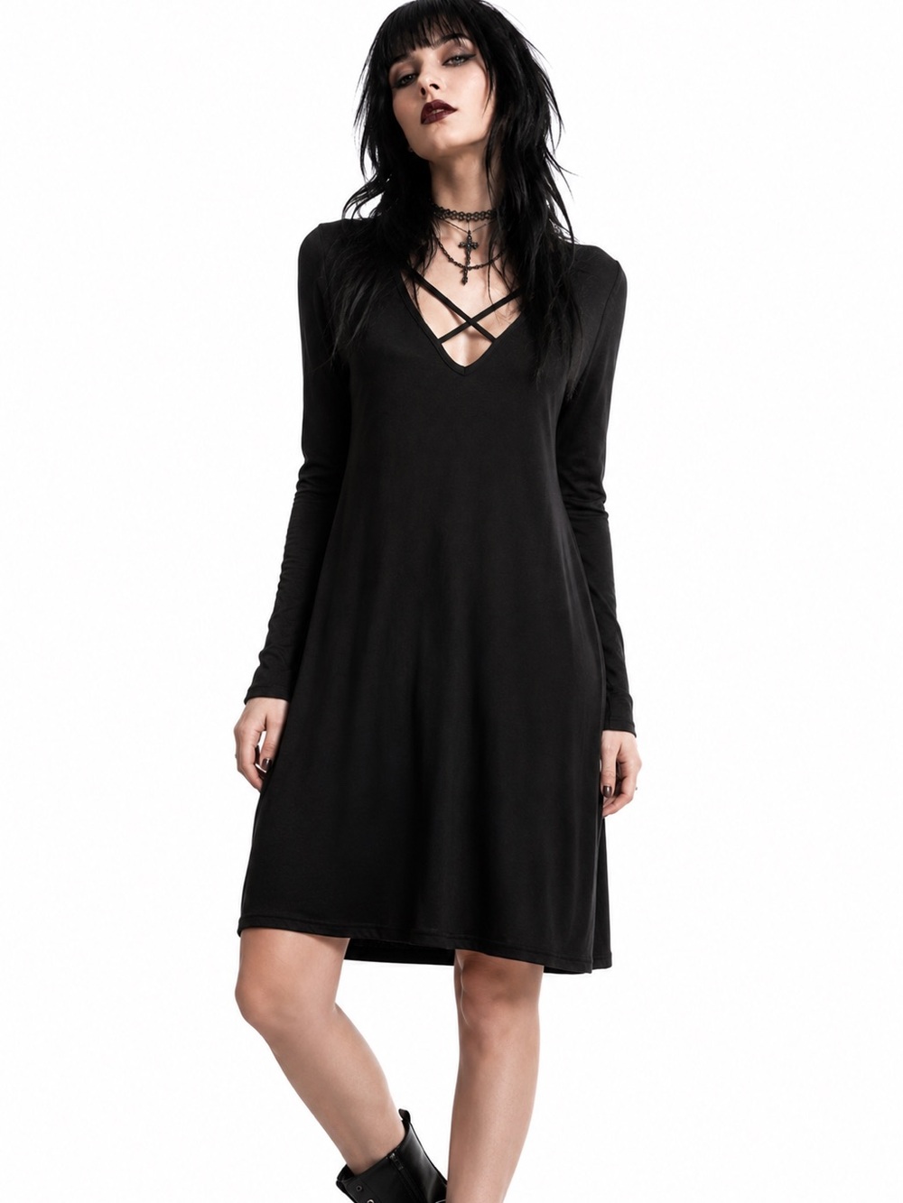 NWT Sweet Pea Black Criss
Cross Goth Mini Dress S